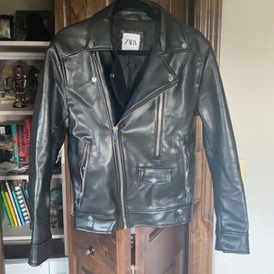 Zara black Small leather jacket